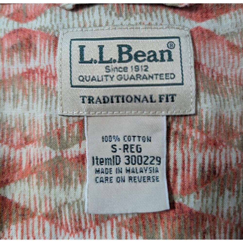 LL Bean Size S Tropics Shirt Traditional Fit Geometric Short Sleeve Resort - Picture 6 of 10